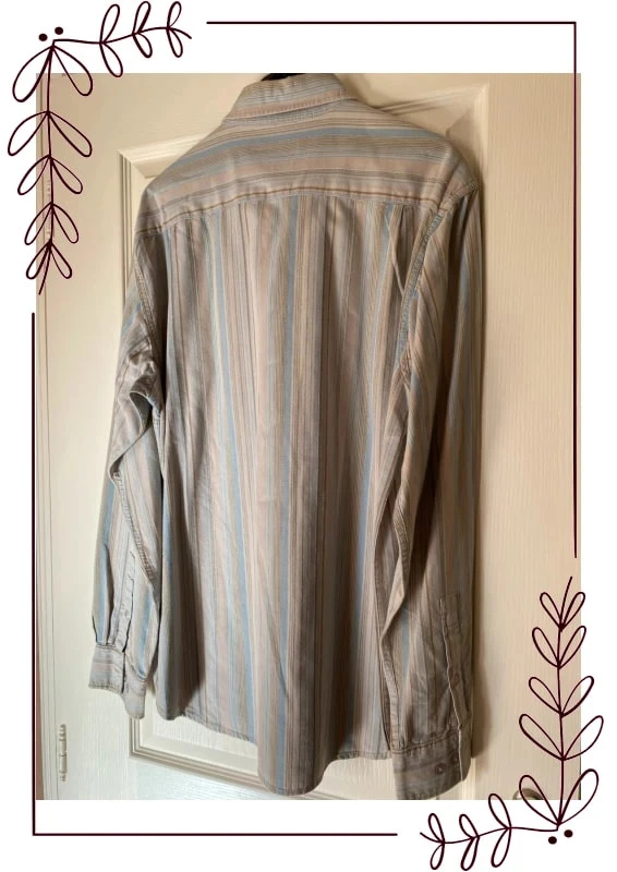 Beige long-sleeved shirt with blue & brown stripes XL Jules – photo 7